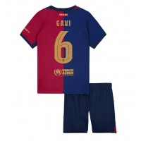 Barcelona Paez Gavi #6 Fußballbekleidung Heimtrikot Kinder 2024-25 Kurzarm (+ kurze hosen)